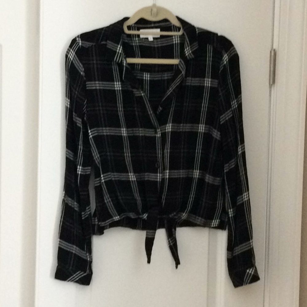Plaid Button-up Blouse